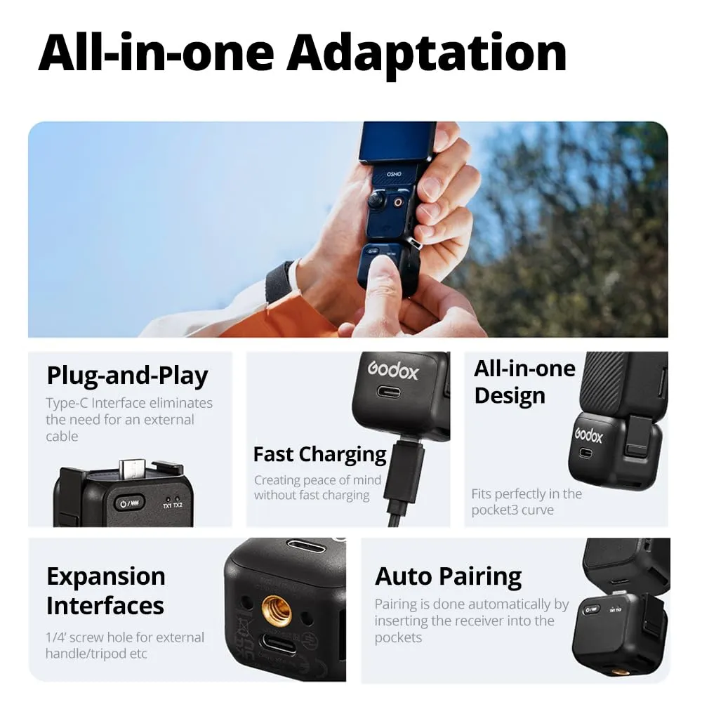 Godox Cube-OP3 microfono wireless lavalier per Pocket 3