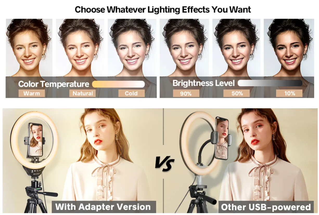 UBeesize Ring Light LED 10 pollici luce anulare con treppiede