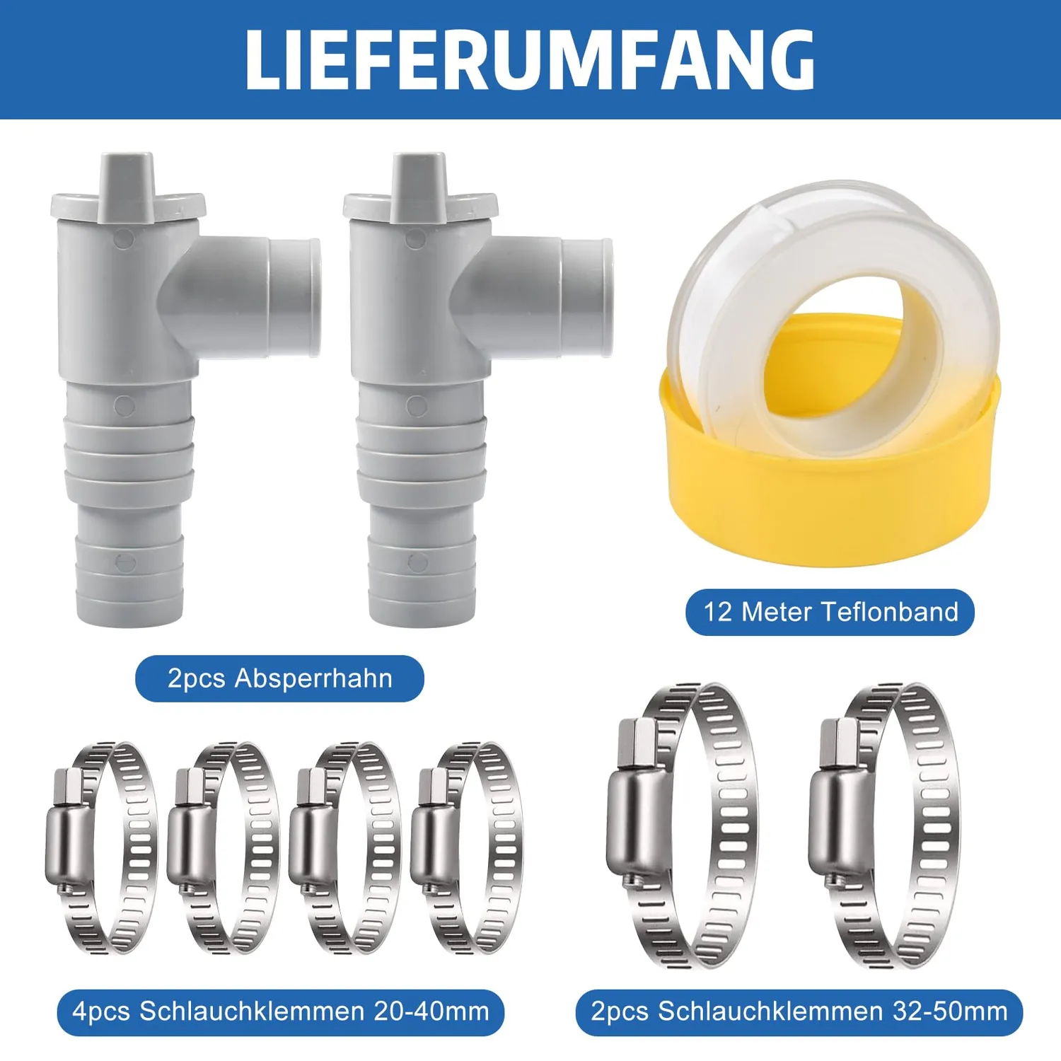 FGen Valvola Piscina 32 mm Set Collegamento 10 Pezzi