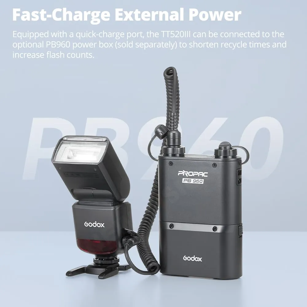 Godox TT520 III flash speedlite universale GN33 wireless
