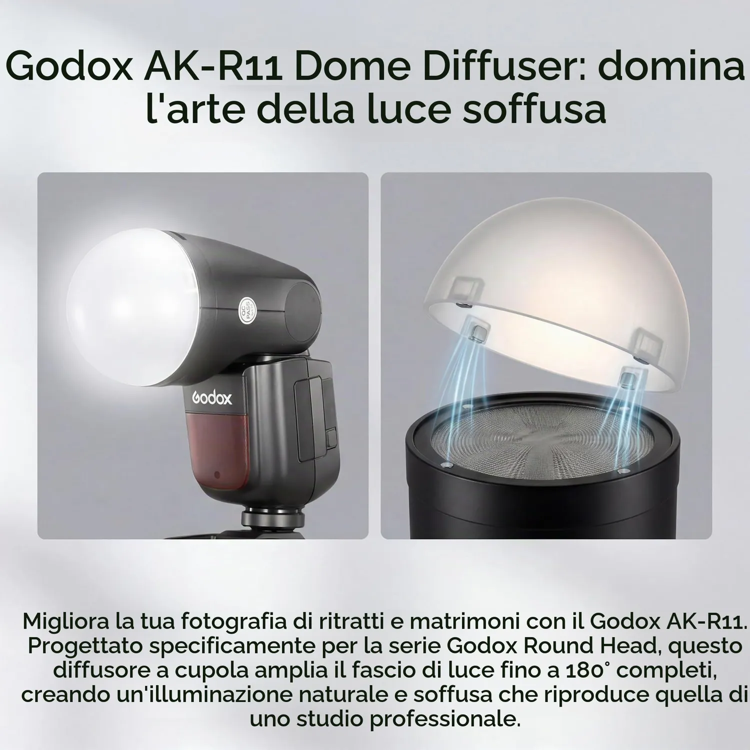 Godox AK-R11 Diffusore a Cupola per Flash V1 180°