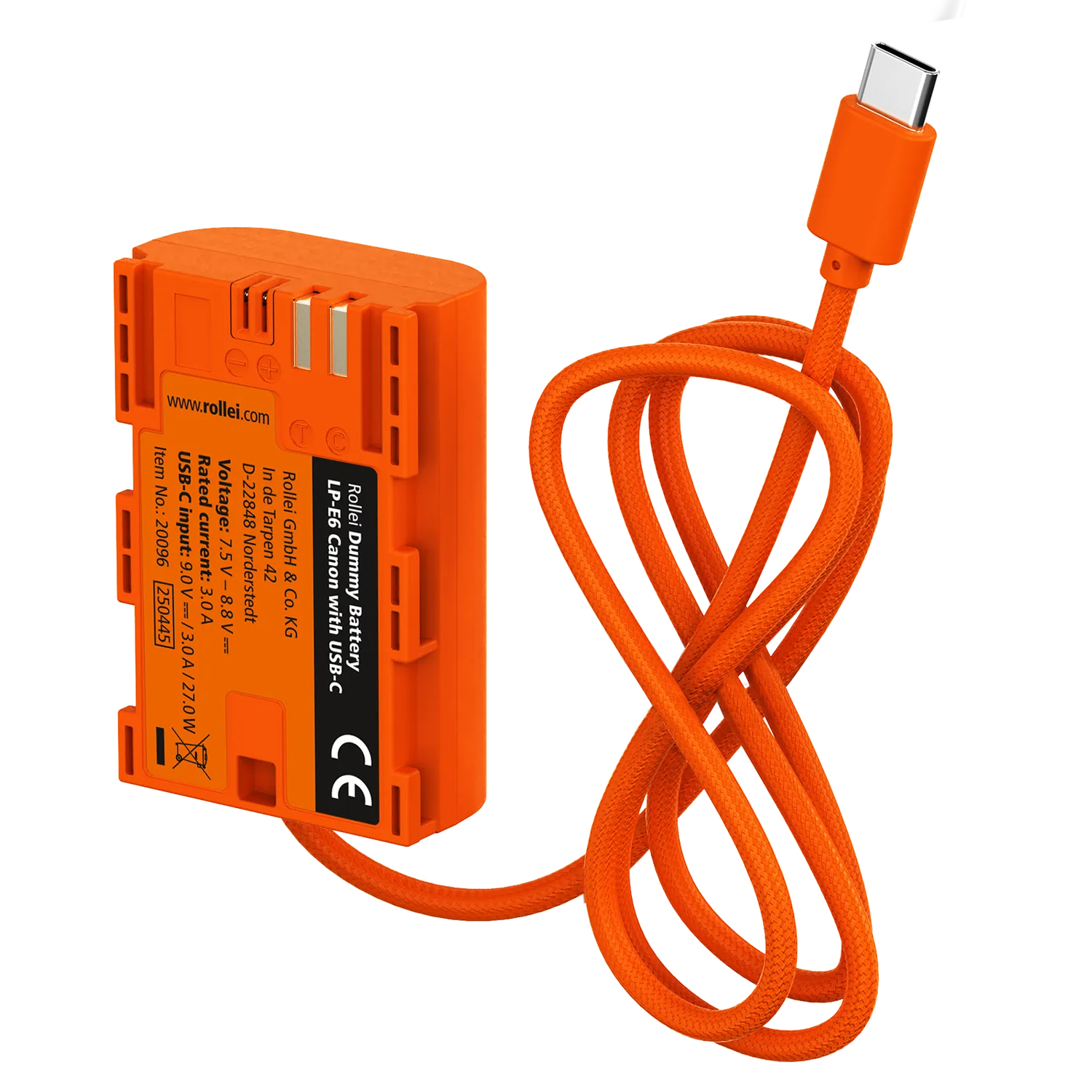 Rollei LP-E6 batteria fittizia USB-C Canon continua