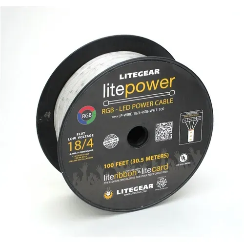 Kino Flo LitePower cavo 18AWG 4 poli nero 100ft piatto