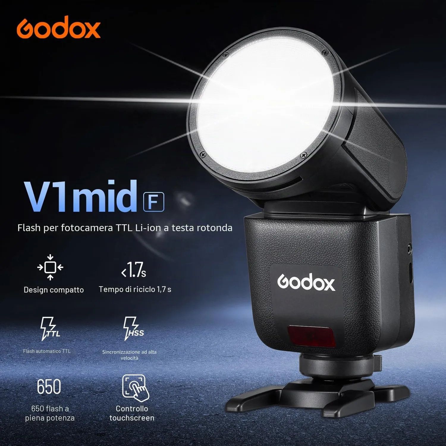Godox V1mid-F flash speedlite TTL Fuji testa rotonda