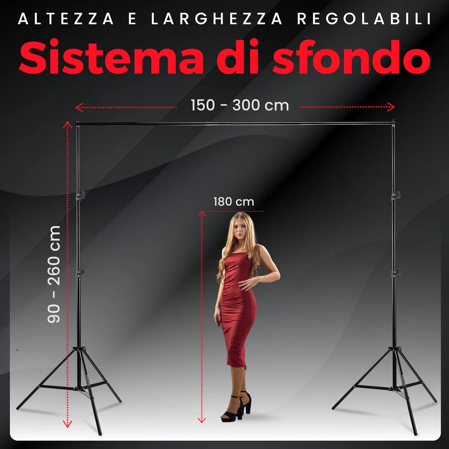 PIXETOOL Set Studio Fotografico XL softbox LED fondali