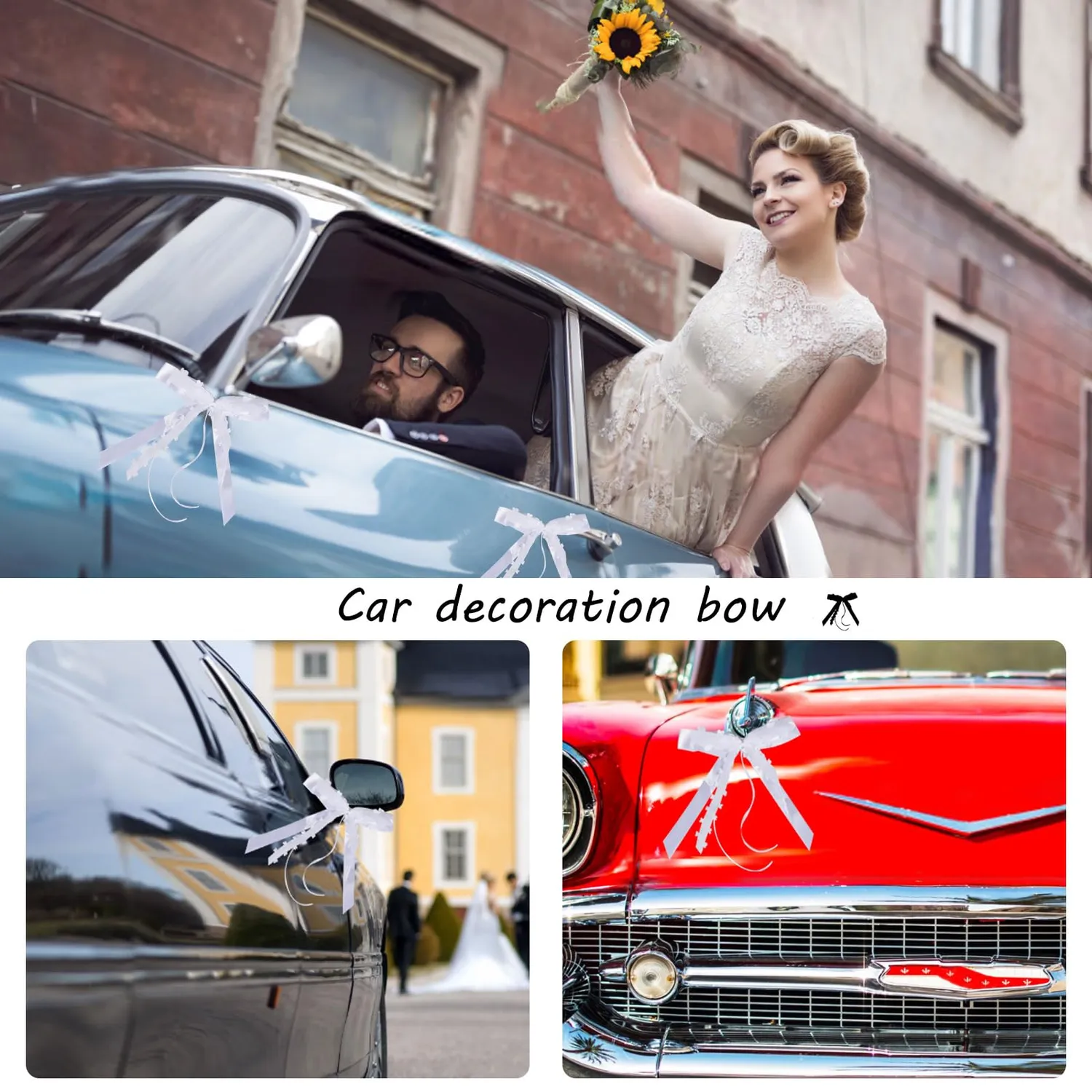 FGen Fiocchi Antenna Auto Matrimonio 50 Pezzi Bianchi con Cuori
