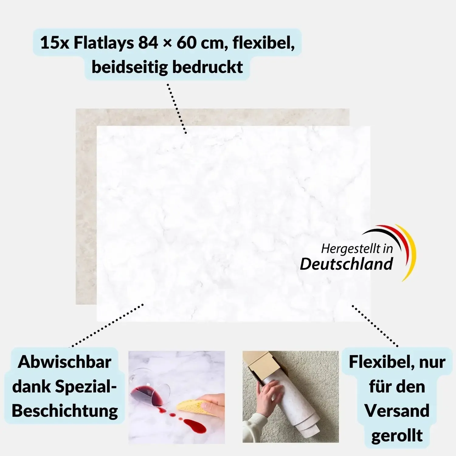 LENS-AID Flatlay Set 15 fondali fotografici antiriflesso