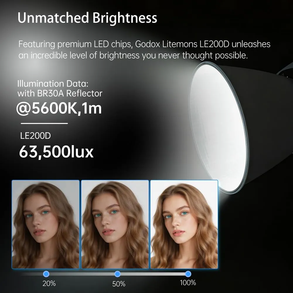 Godox LE200D lampada video LED 220W nera Bowens 5600K