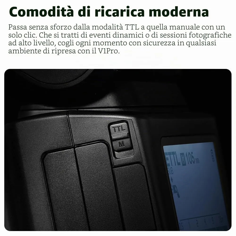 Godox V1Pro C flash testa rotonda per Canon 76Ws