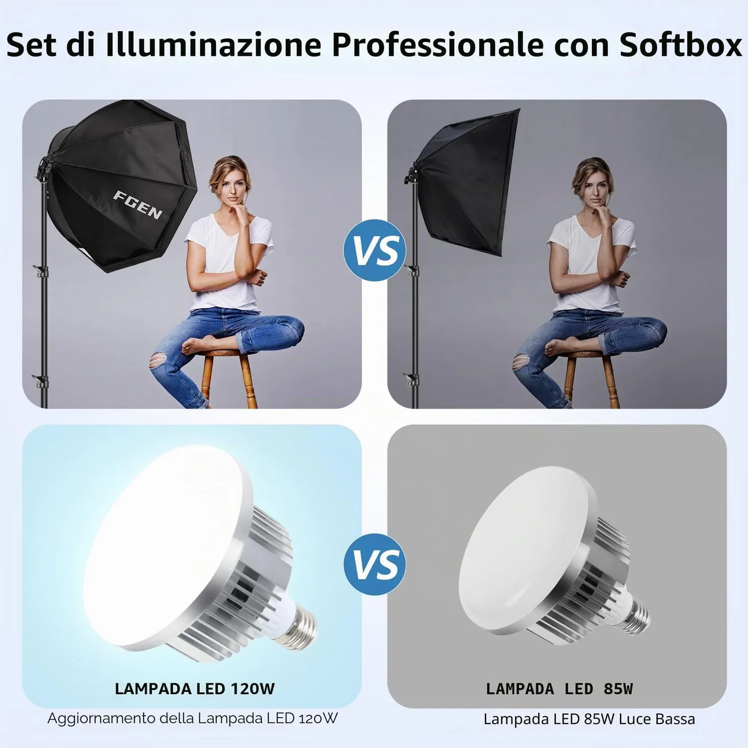FGen Softbox 70cm kit studio 2x120W 3000-6500K
