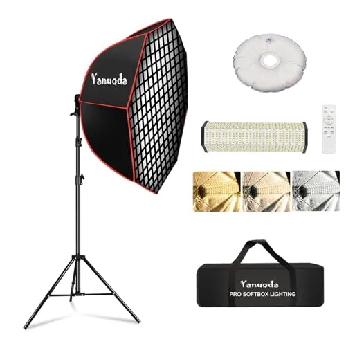 Yanuoda softbox 95cm kit luce LED 110W CRI 97 telecomando