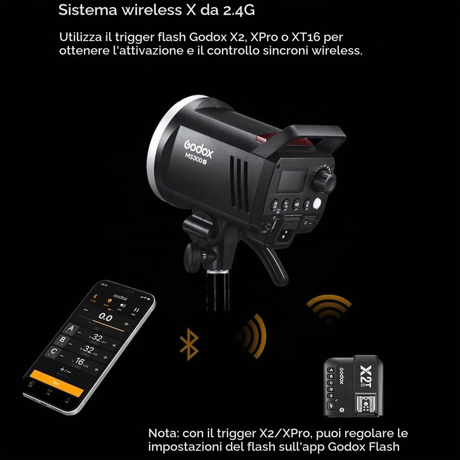 Godox MS300V flash studio 300W Bowens con LED modellante 10W