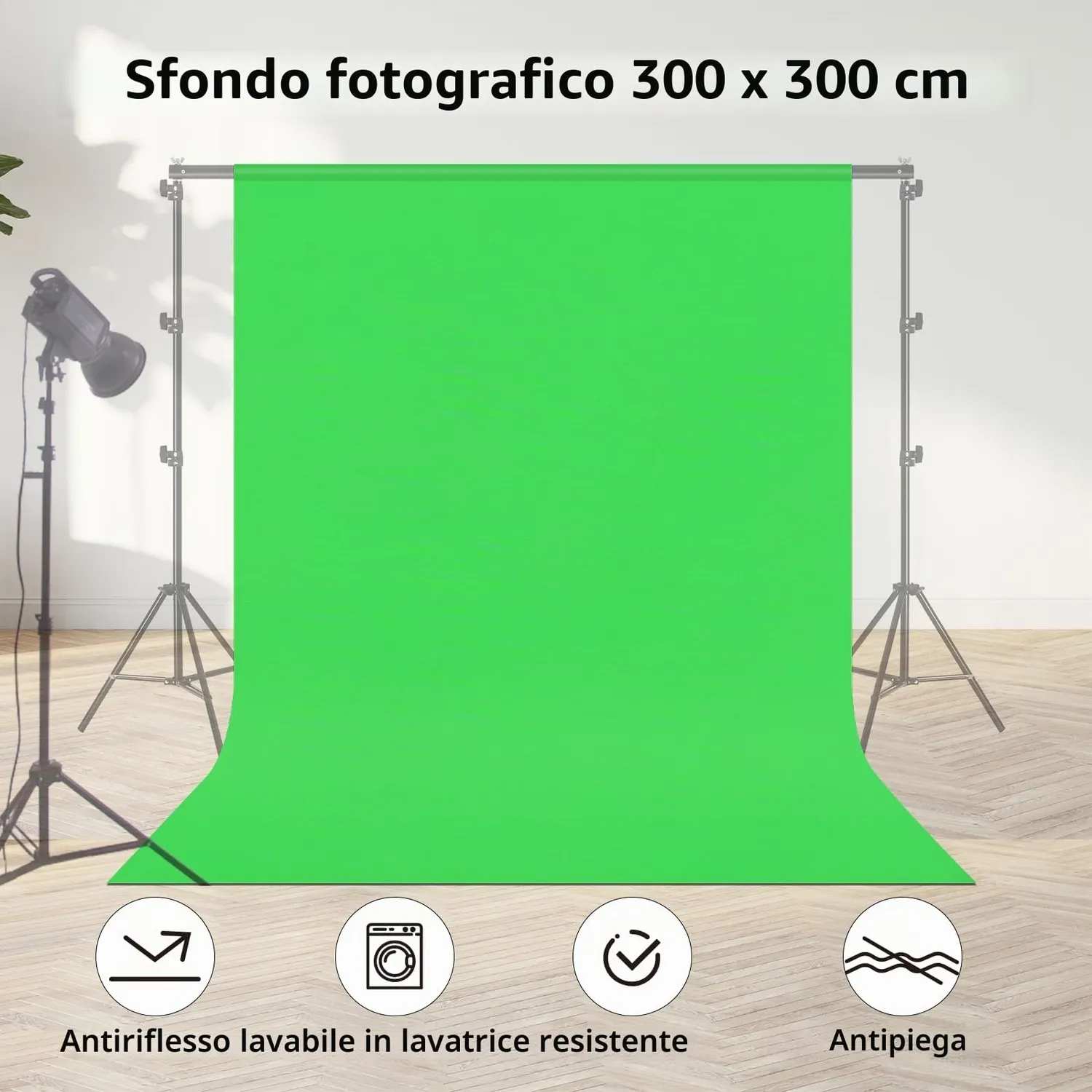Yanuoda fondale green screen 3x3 m verde chromakey