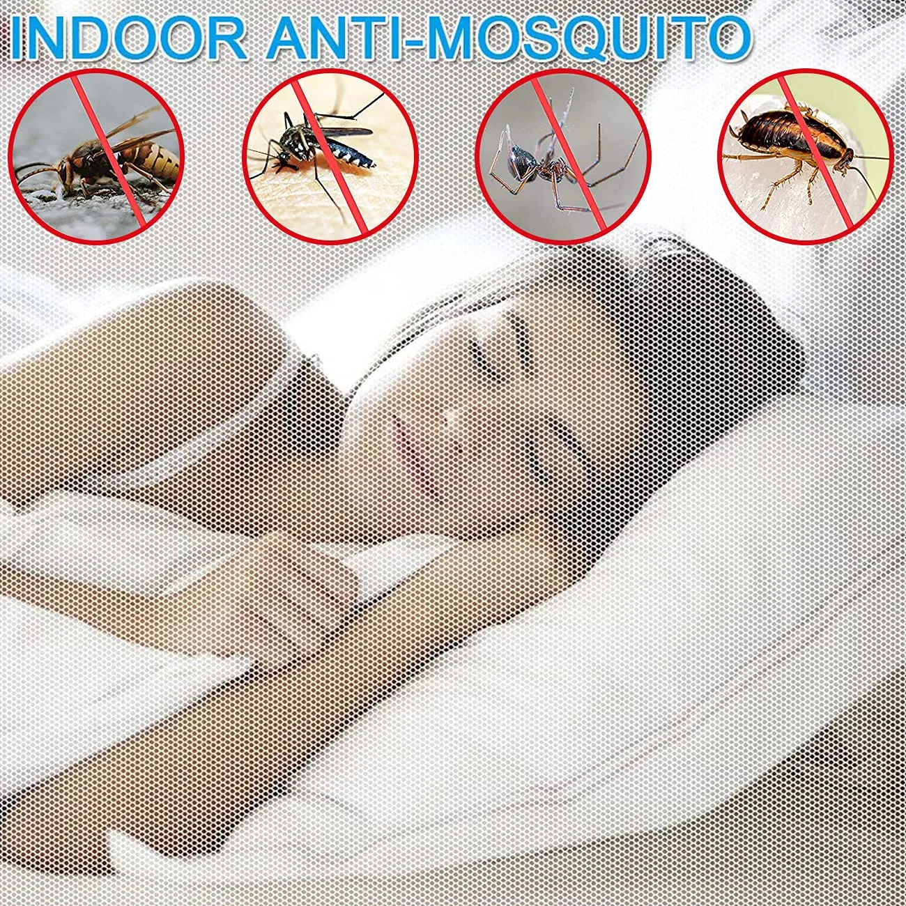 FGen Zanzariera Letto Quadrata Bianca 200x200x180 cm
