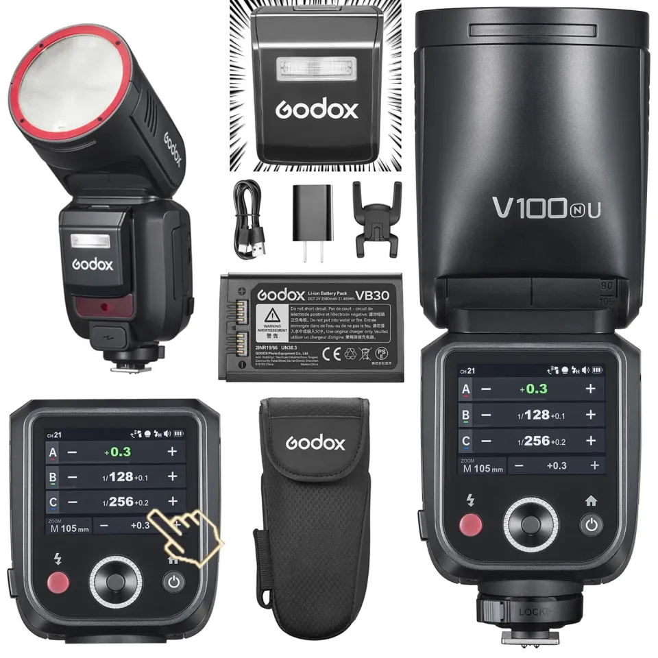 Godox V100N flash TTL per Nikon 100Ws touchscreen