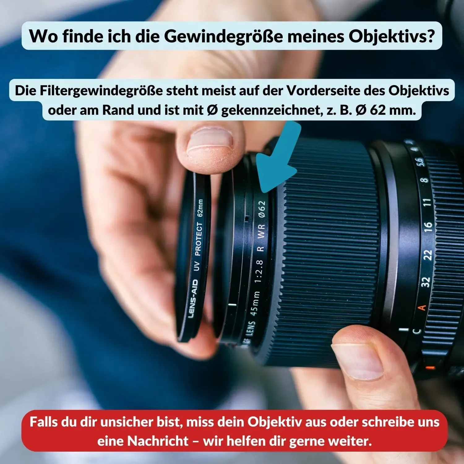 LENS-AID Filtro Lenti UV Protezione alluminio CNC