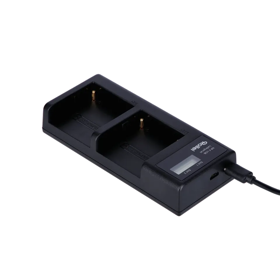 Rollei NP-F caricabatterie doppio USB-C per batterie video