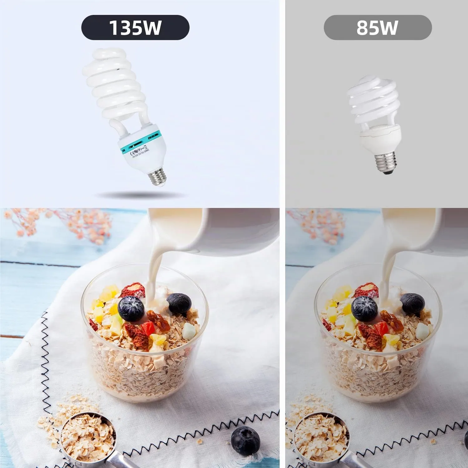 FGen CFL 135W lampadine studio E27 5500K 2 pezzi luce continua
