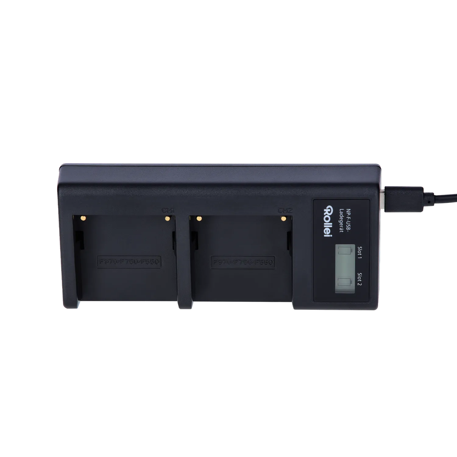Rollei NP-F caricabatterie doppio USB-C per batterie video