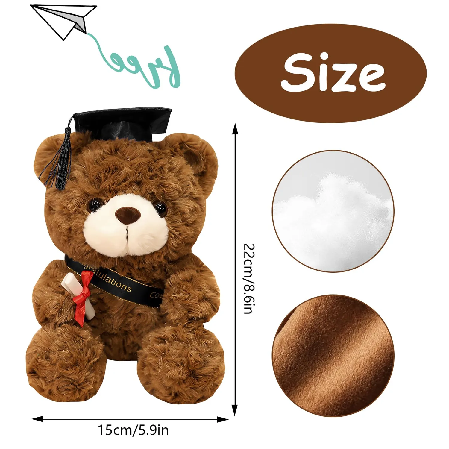FGen Orsacchiotto Laurea Peluche 23 cm Grigio