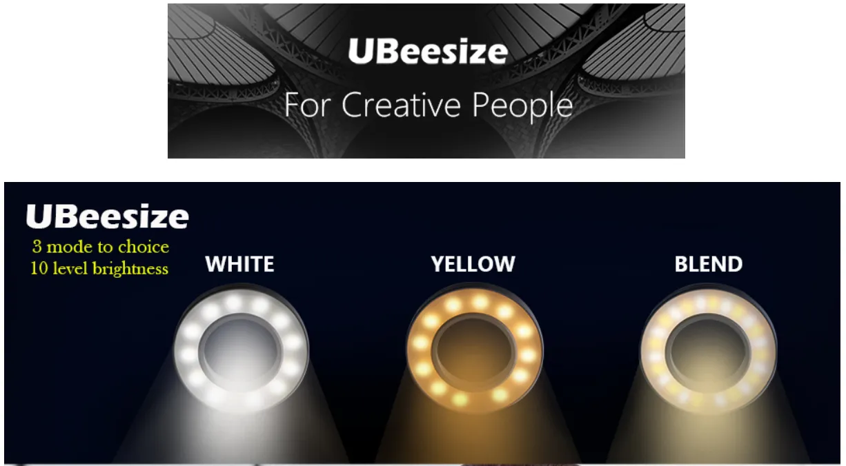 UBeesize Selfie Ring Light anulare con braccio flessibile USB