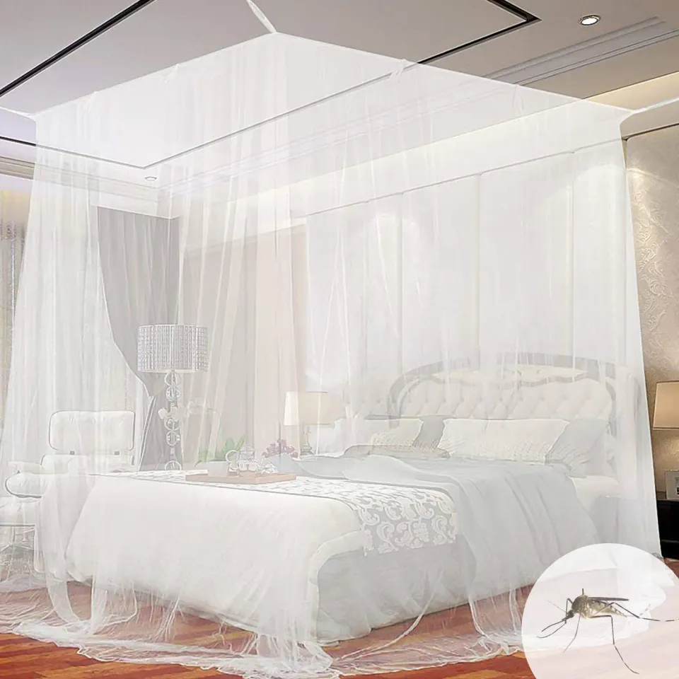 FGen Zanzariera Letto Quadrata Bianca 200x200x180 cm