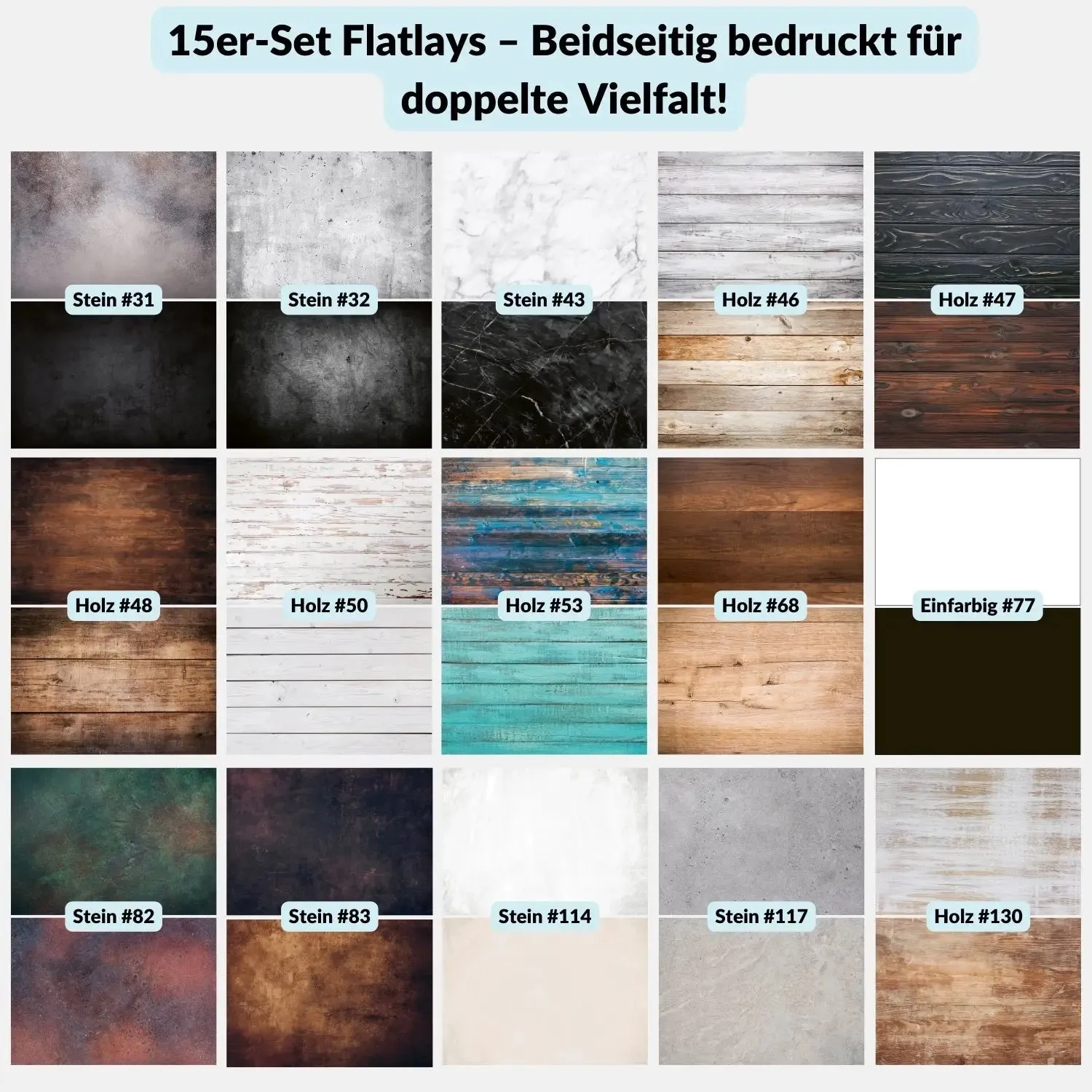 LENS-AID Flatlay Bundle set fondali foto 15 pezzi