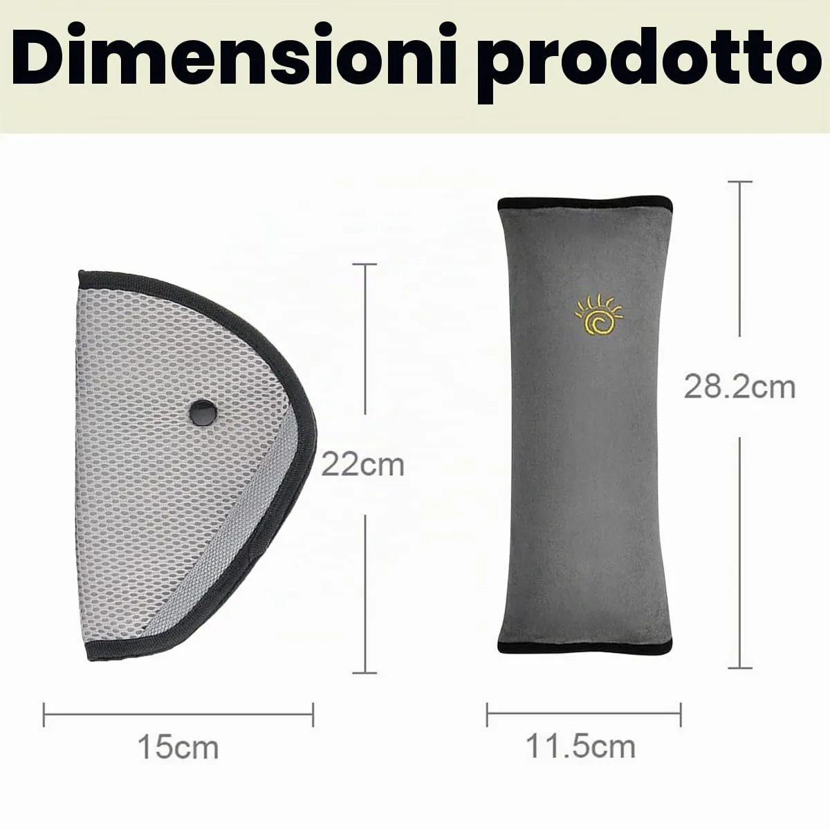 FGen cuscino cintura auto bambini 2 pezzi collo