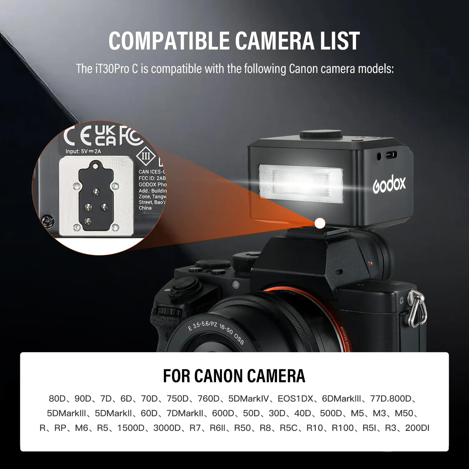 Godox iT30Pro-C flash TTL per Canon nero tascabile