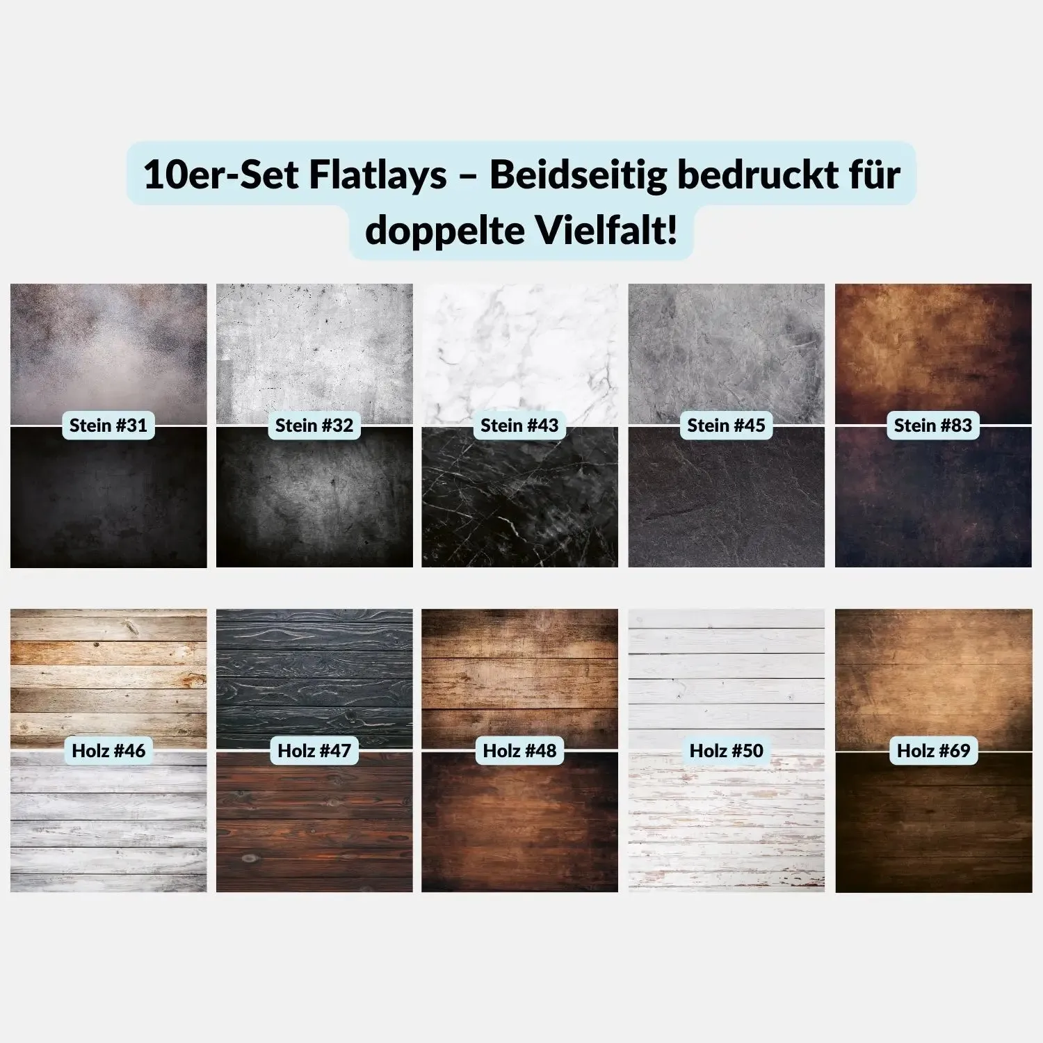 LENS-AID Set 10 Sfondi Fotografici Legno Pietra con Cartella