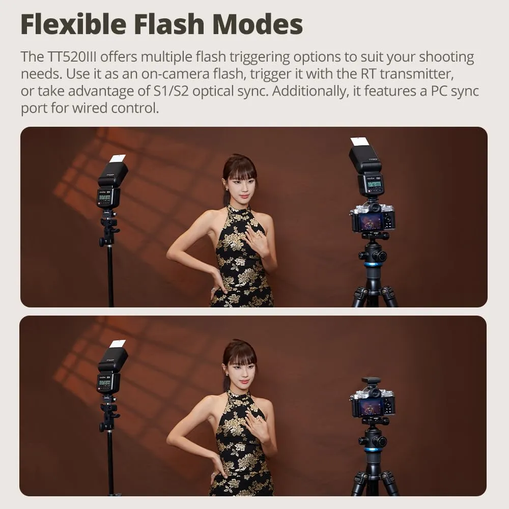 Godox TT520 III flash speedlite universale GN33 wireless