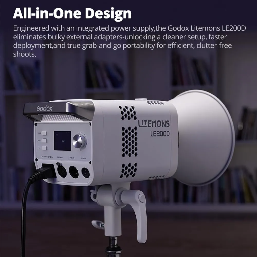 Godox LE200D lampada video LED 220W nera Bowens 5600K