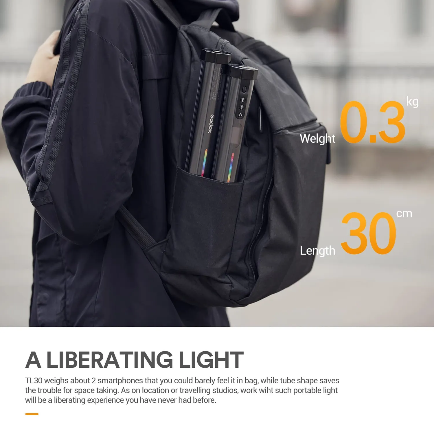 Godox TL30 tubo LED RGB 2700-6500K magnetico 300g