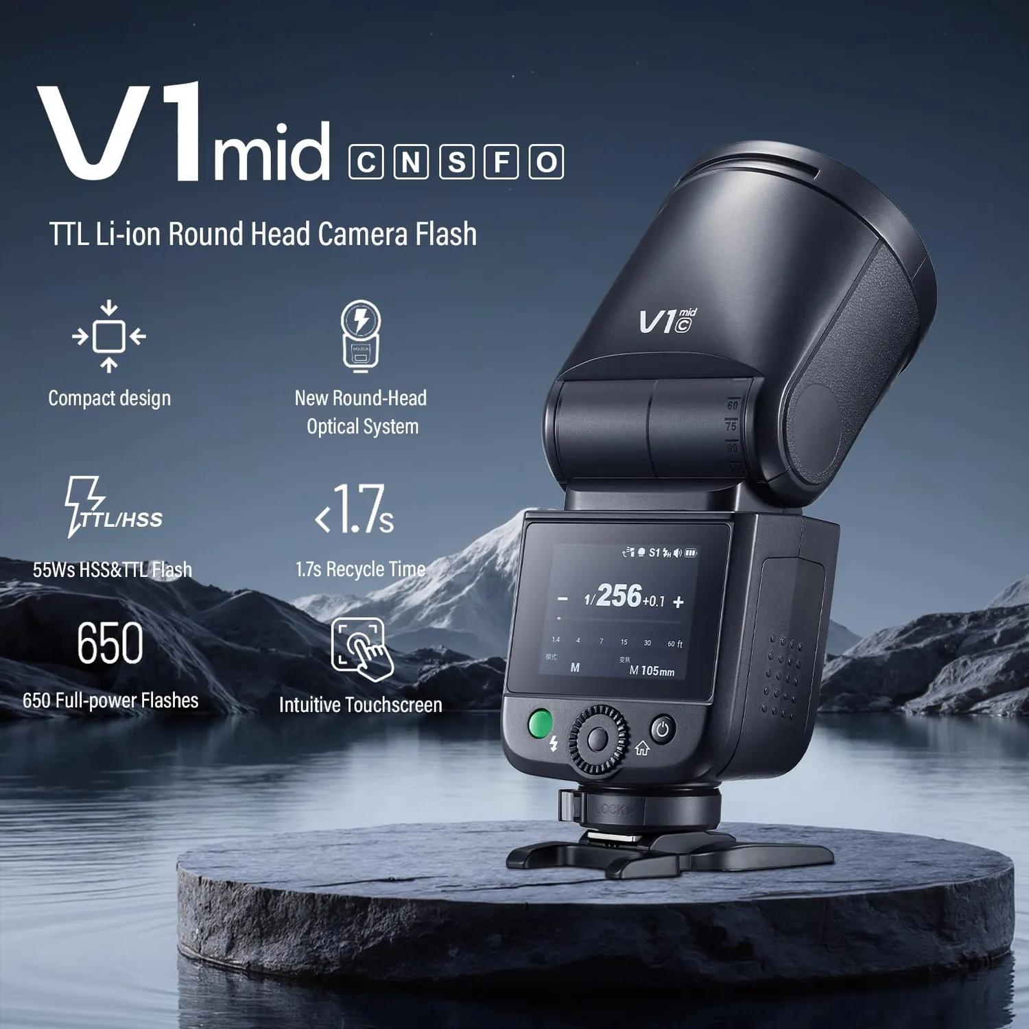 Godox V1 MID S flash TTL Sony testa rotonda