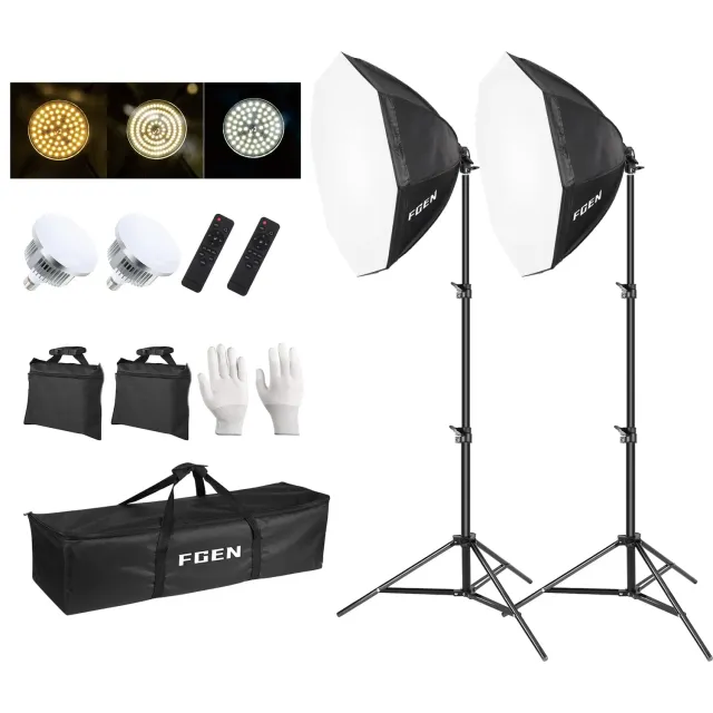 FGen Softbox 70cm kit studio 2x120W 3000-6500K