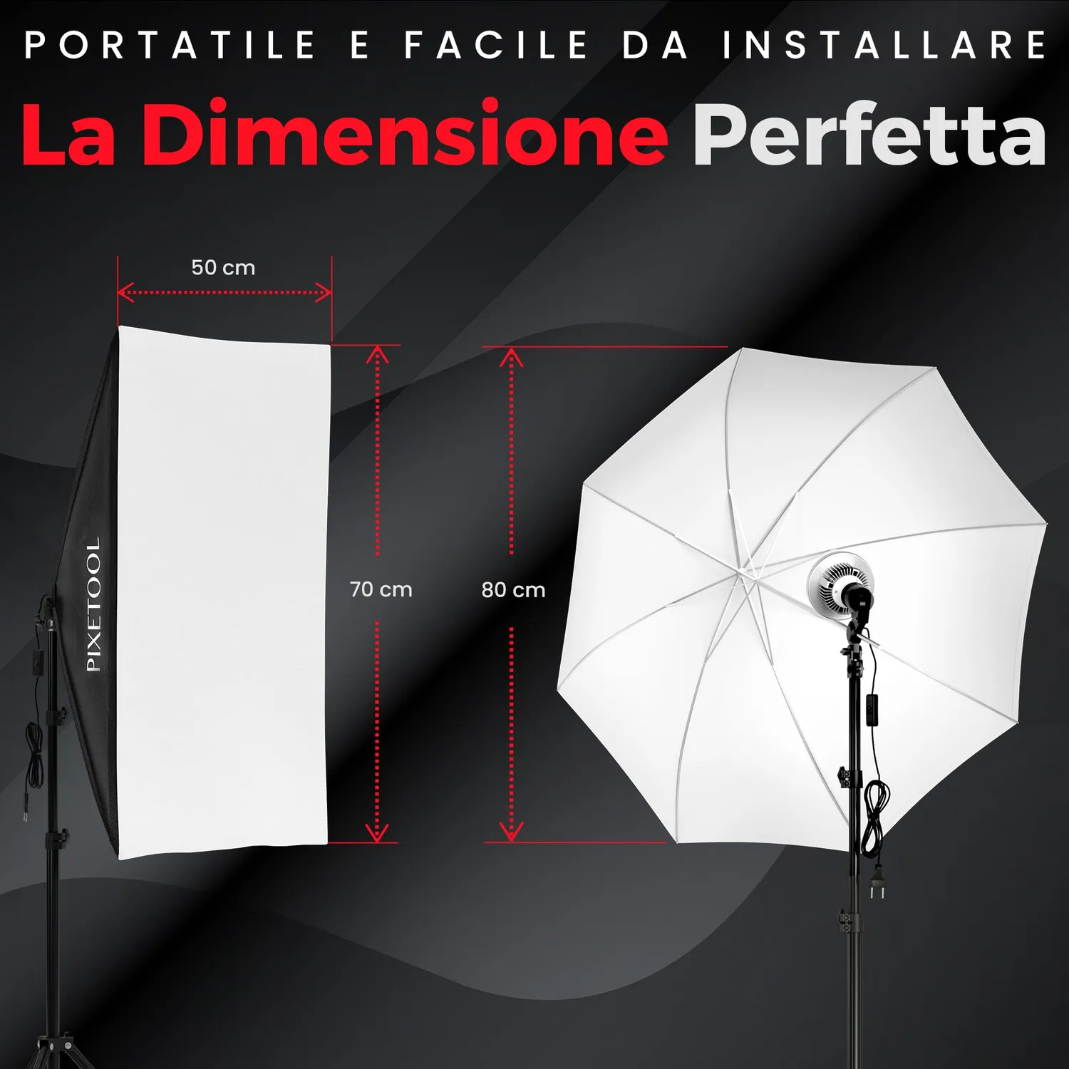 PIXETOOL Set Studio Fotografico XL softbox LED fondali