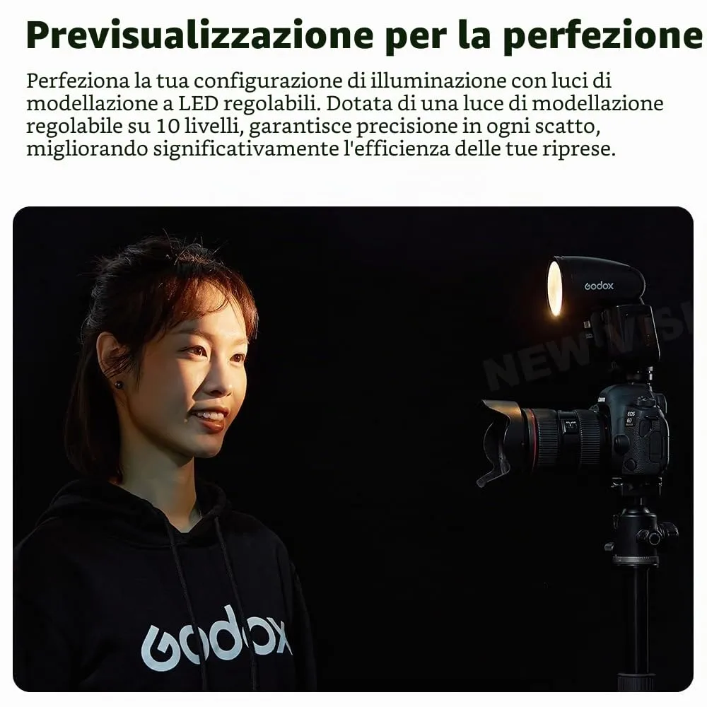 Godox V1Pro C flash testa rotonda per Canon 76Ws