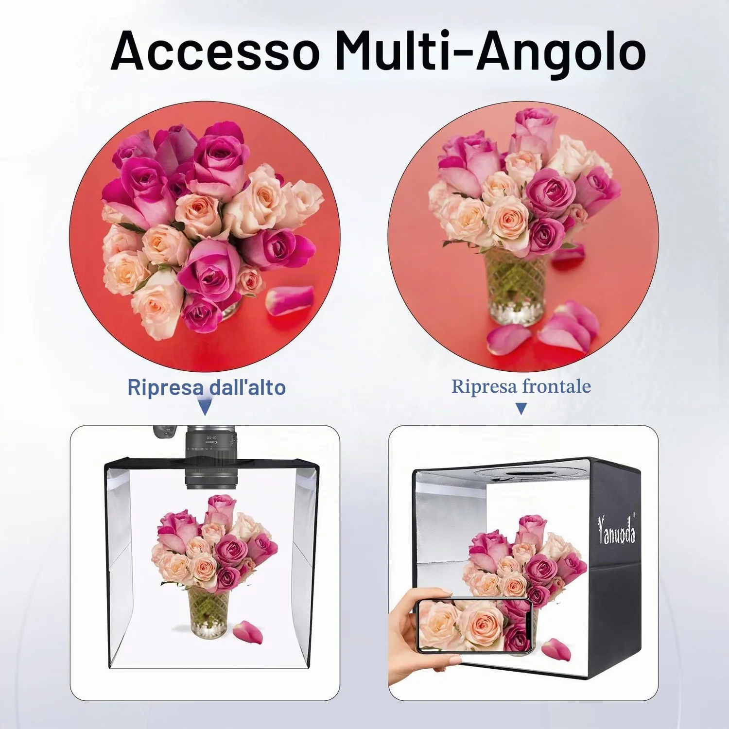 Yanuoda light box fotografica 40x30x40 cm 180 LED dimmerabile