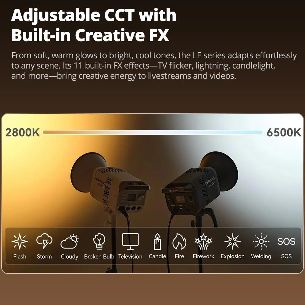Godox LE300Bi luce continua LED 320W Bowens nera