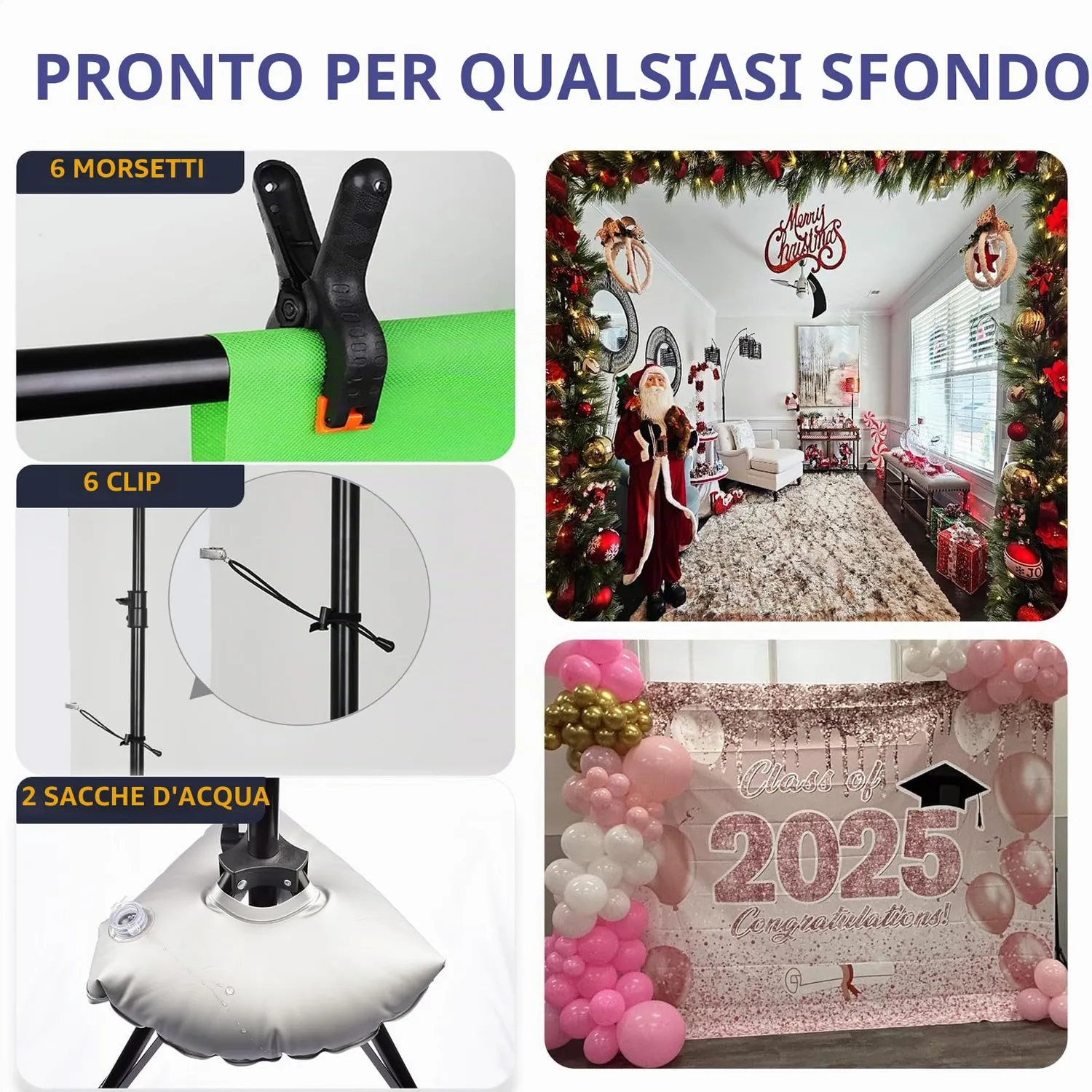 Yanuoda kit supporto sfondo fotografico 2,6x3m