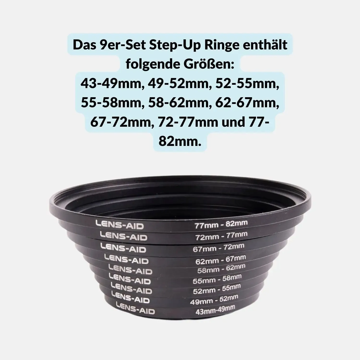 LENS-AID Set 7 Anelli Adattatori Filtri Step-Up