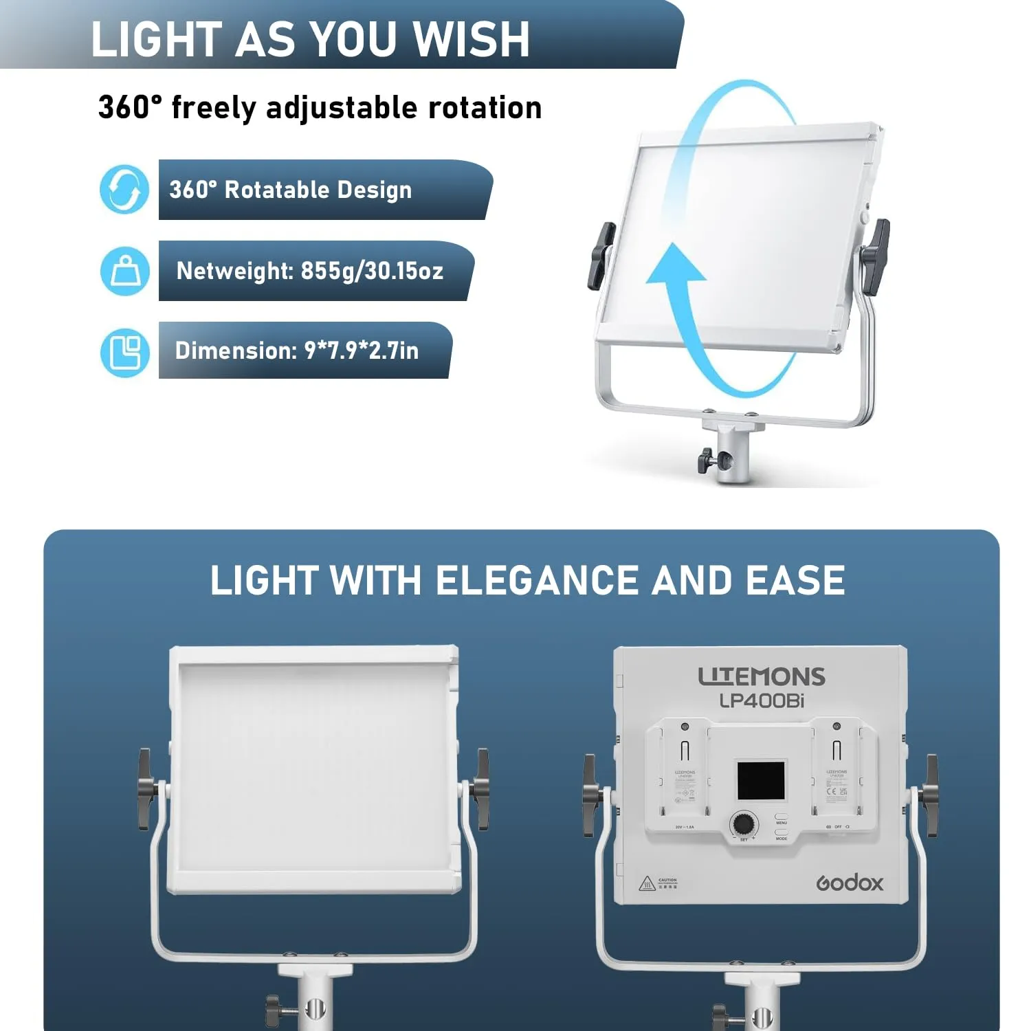 Godox LP400BI Pannello LED 36W Bicolor 2800-6500K