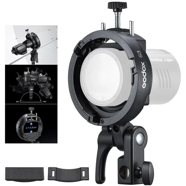 Godox S3 staffa flash attacco Bowens con foro ombrello