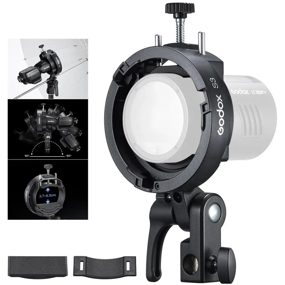 Godox S3 staffa flash attacco Bowens con foro ombrello