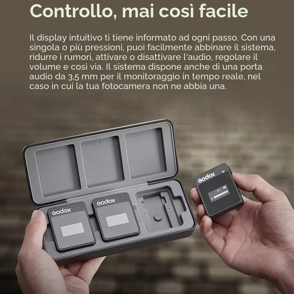 Godox MoveLink M2 II microfono wireless lavalier 2TX+1RX 100 m