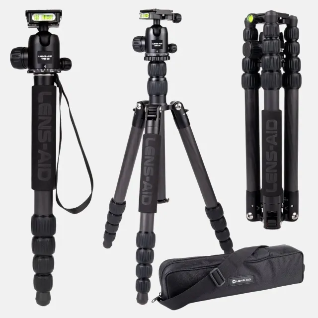 LENS-AID Treppiede Carbonio 160cm 8kg 4-in-1 Compatto