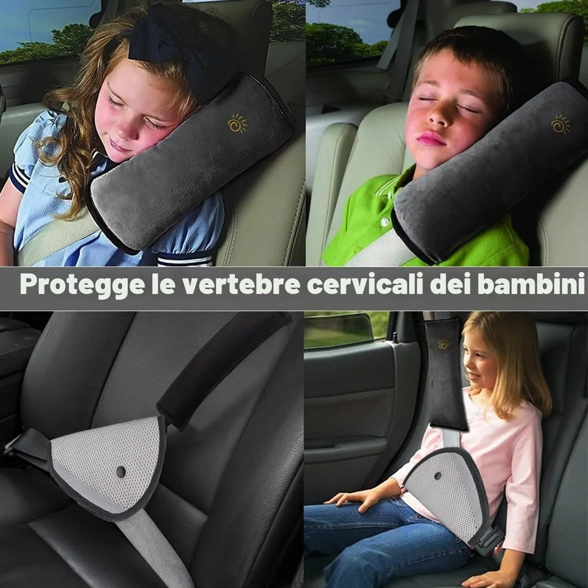 FGen cuscino cintura auto bambini 2 pezzi collo