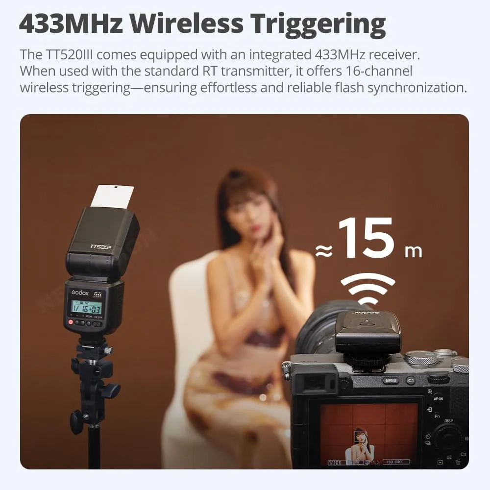 Godox TT520 III flash speedlite universale GN33 wireless