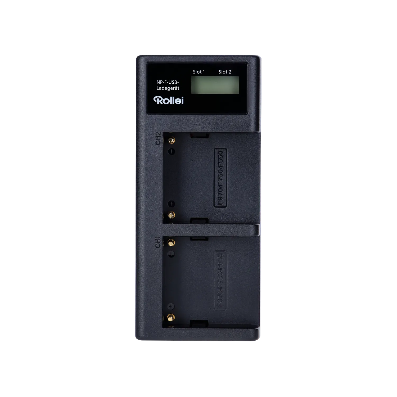 Rollei NP-F caricabatterie doppio USB-C per batterie video