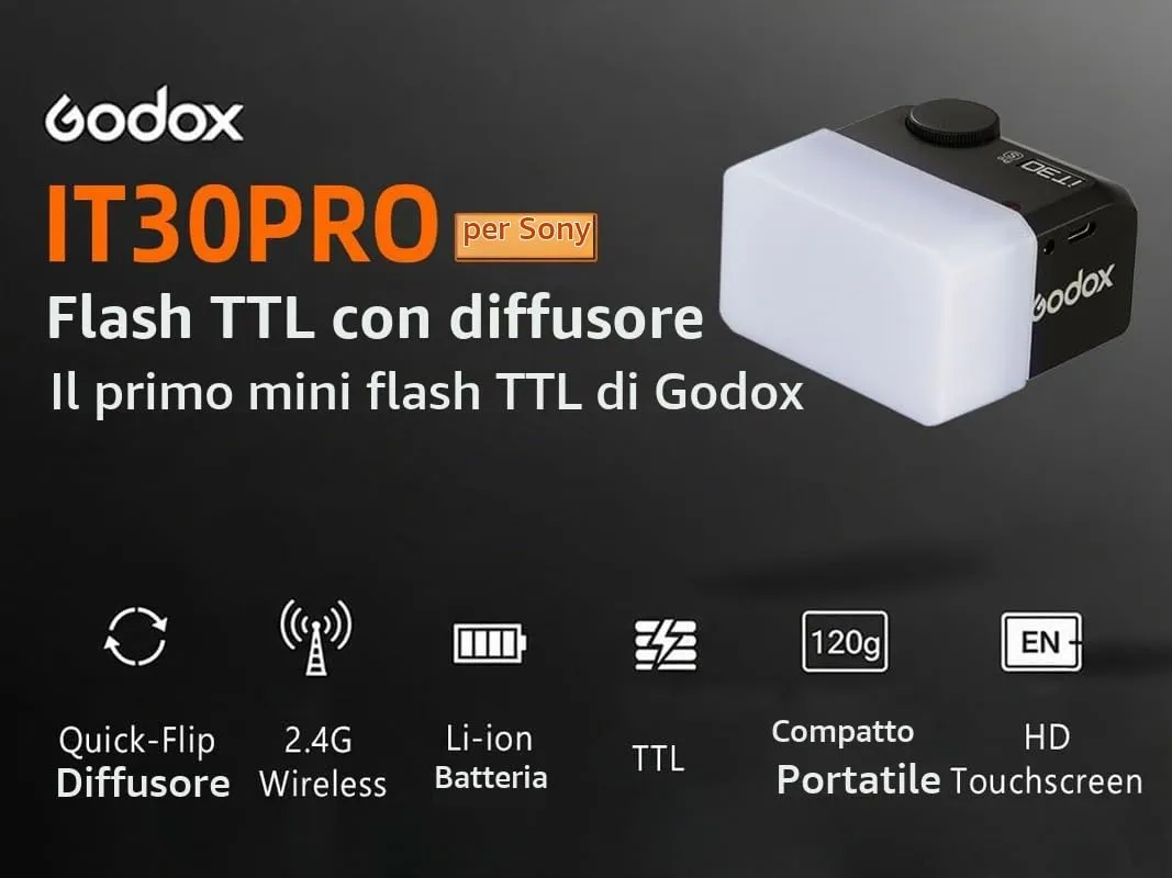 Godox IT30Pro S Mini Flash TTL per Sony con Diffusore